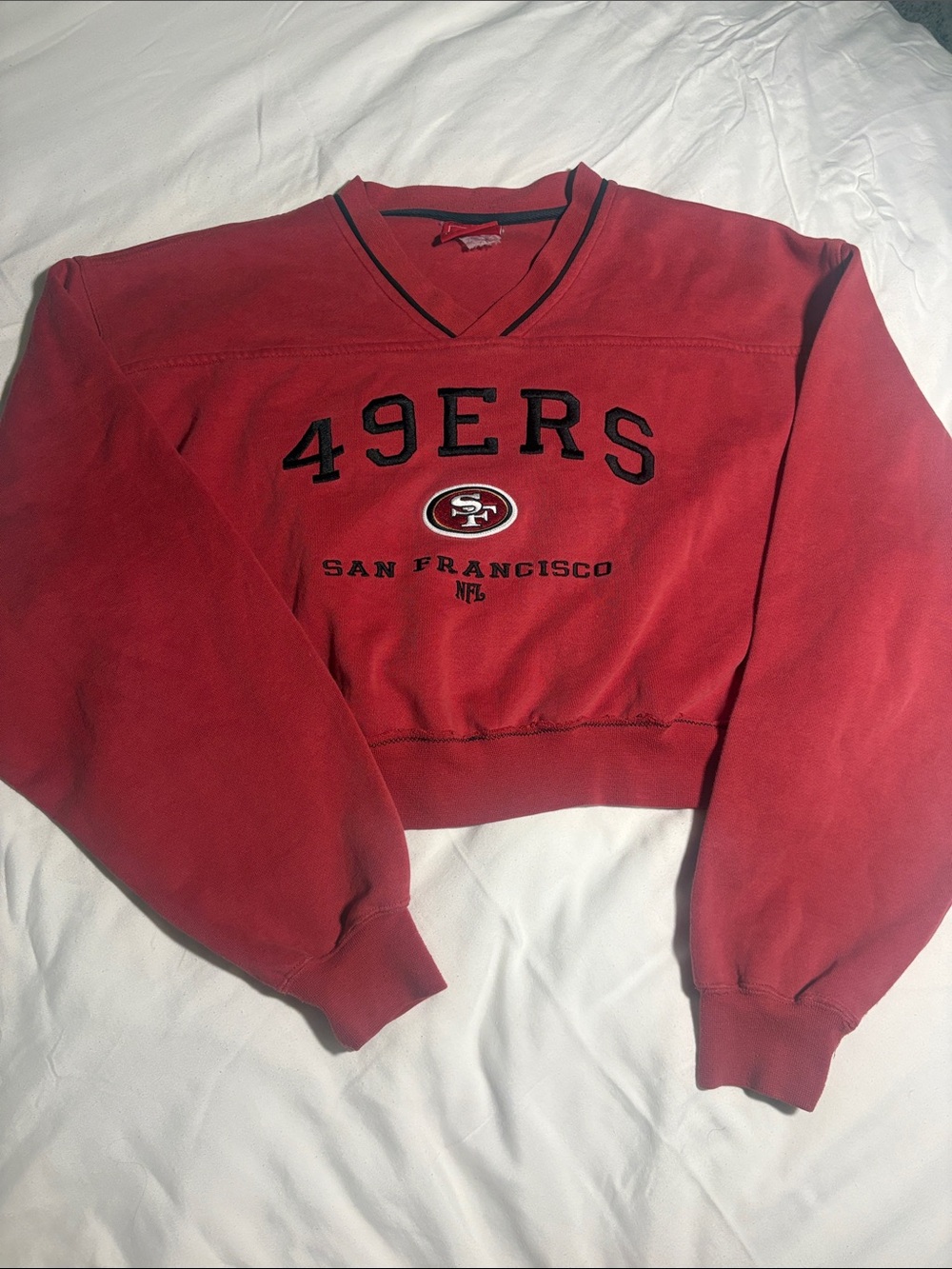 NFL San Francisco 49ers Red V-Neck Pullover Sweater